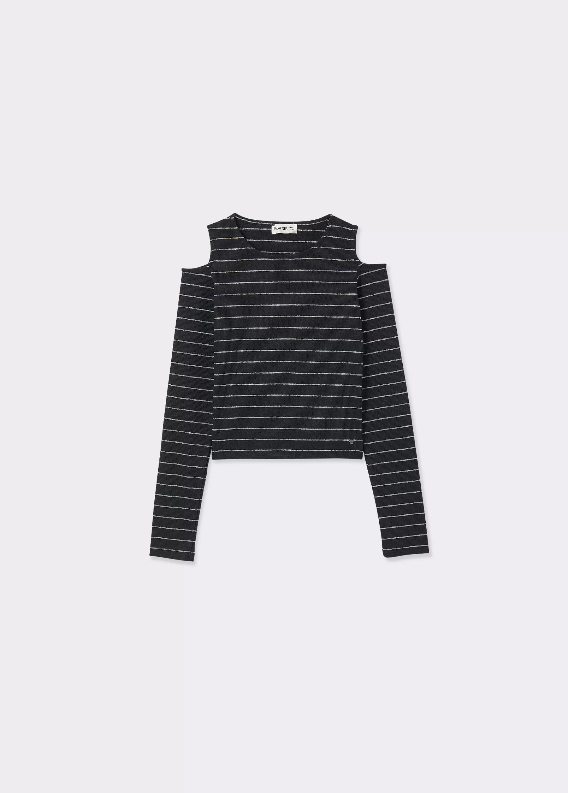 camiseta_raya_lurex_cutout_hombro_4.webp Brownie Camiseta raya lurex cut-out hombro