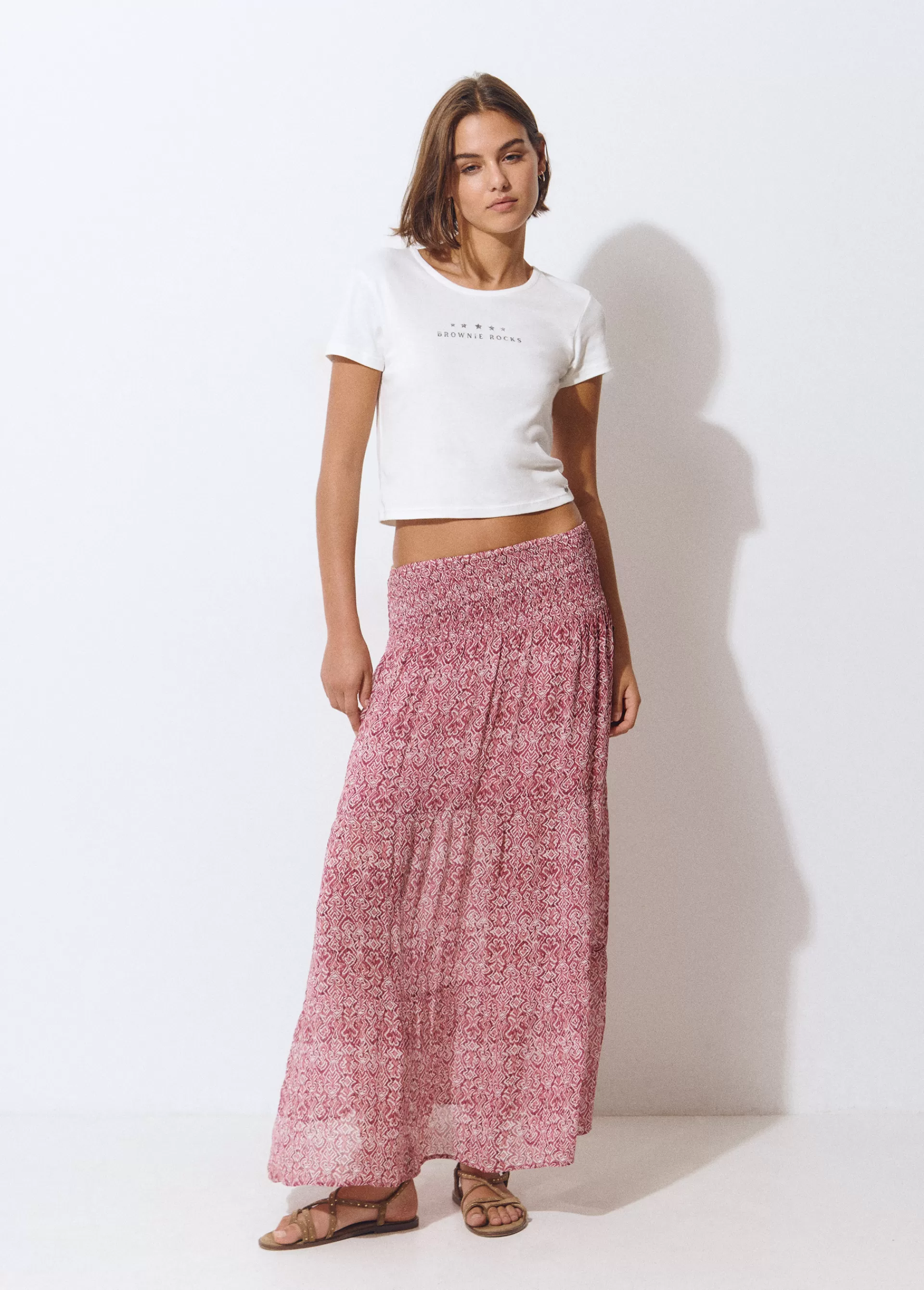 falda_larga_smock_cintura_estampada_2.webp Brownie Falda larga smock cintura estampada