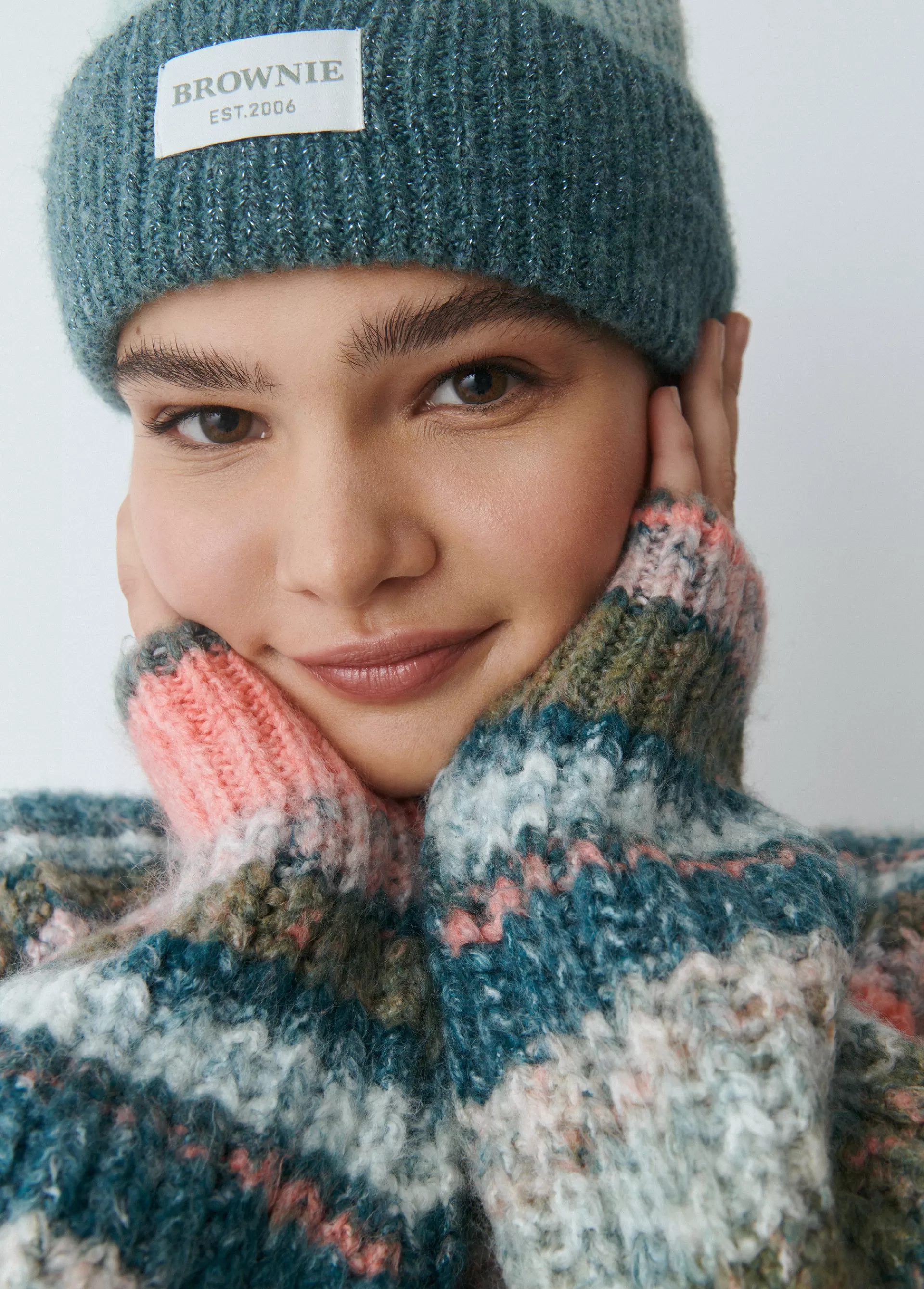 Brownie Gorro bicolor canalé lurex