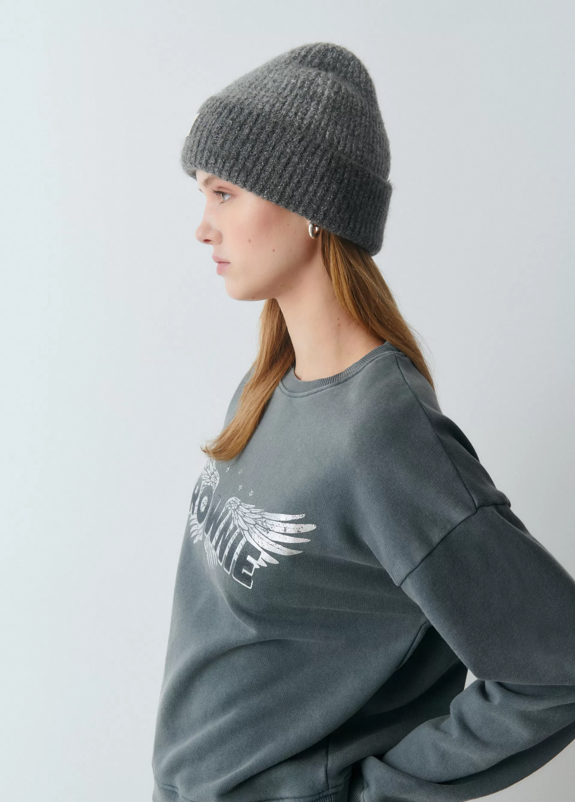 Brownie Gorro bicolor canalé lurex